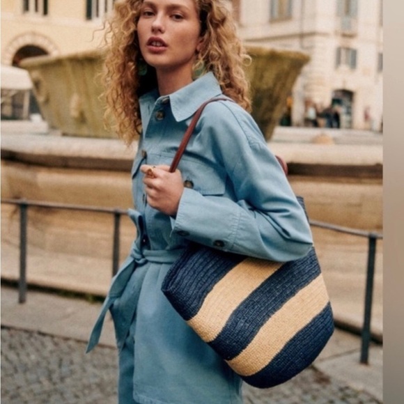 Sezane Jackets & Blazers - Sezane Marena Belted Utility Jacket Light Blue US 12